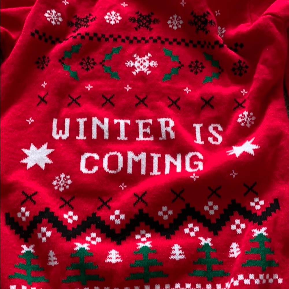 “Winter is coming”  Red Festive Sweater